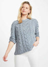 Maglione raglan a coste da donna in lana merinos supersoft