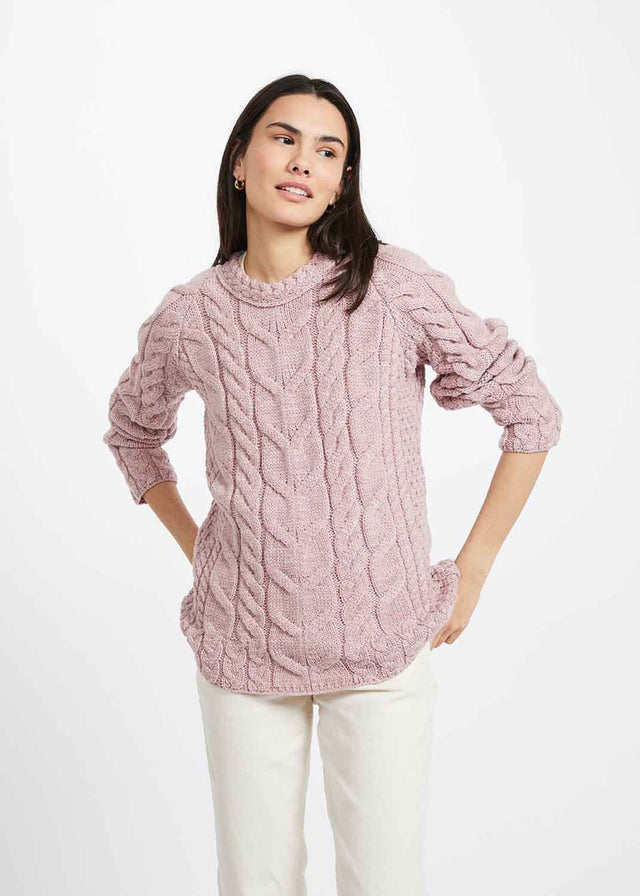 Maglione raglan a coste da donna in lana merinos supersoft