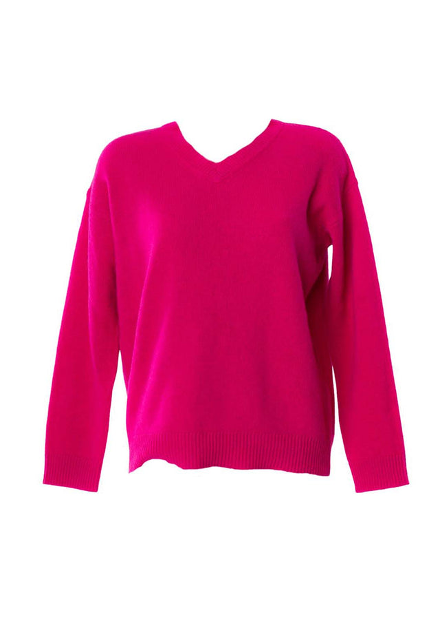 Maglione collo a V da donna in lana e cashmere