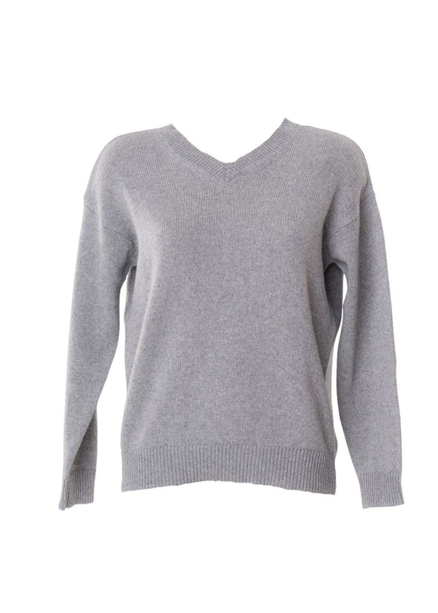 Maglione collo a V da donna in lana e cashmere