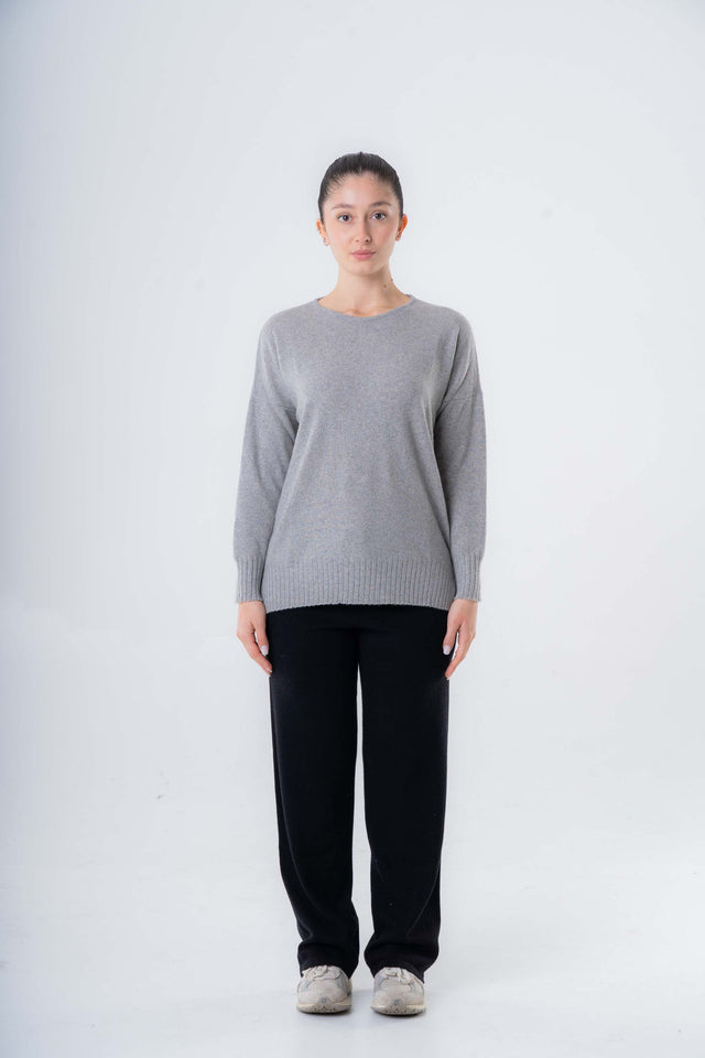 Women's Oversized Crewneck Sweater in Recycled Cashmere