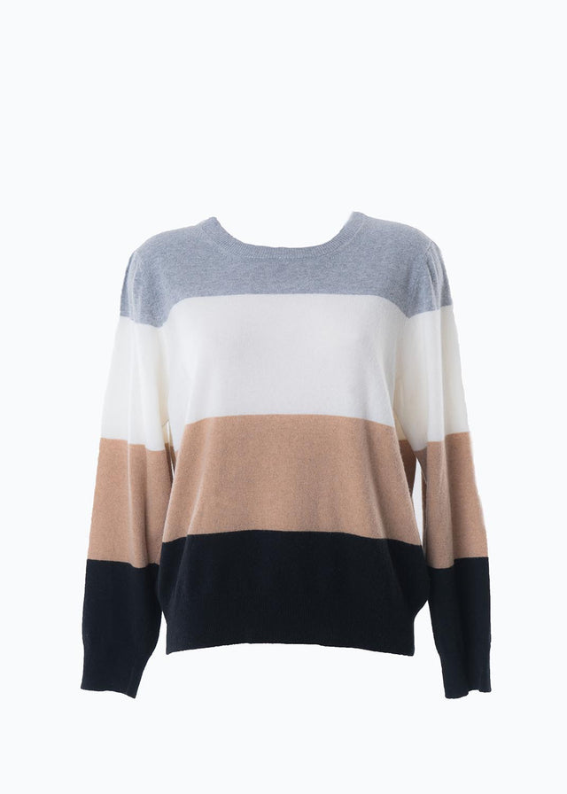 Maglione over righe basic in lana responsabile e cashmere