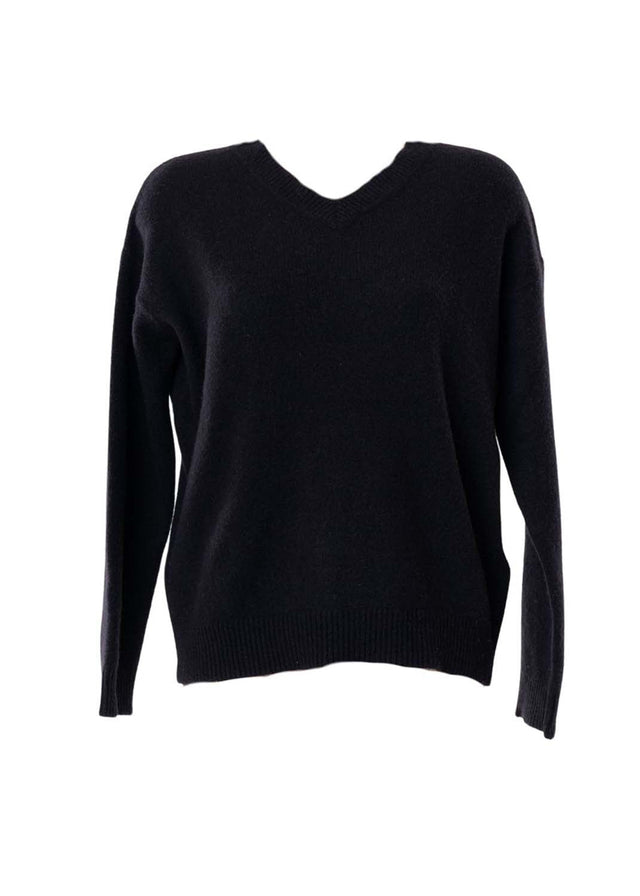 Maglione collo a V da donna in lana e cashmere