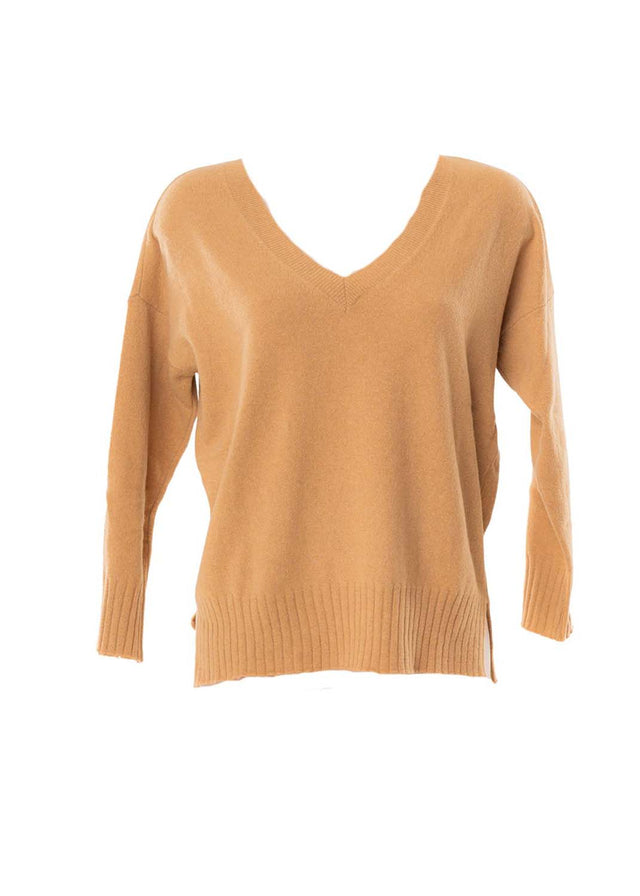 Maglione Scollo a V Over da donna in Cashmere riciclato