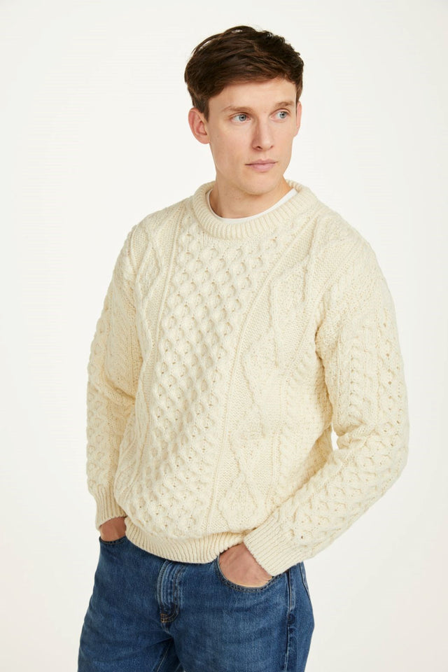 Maglione Aran unisex in pura lana Heritage