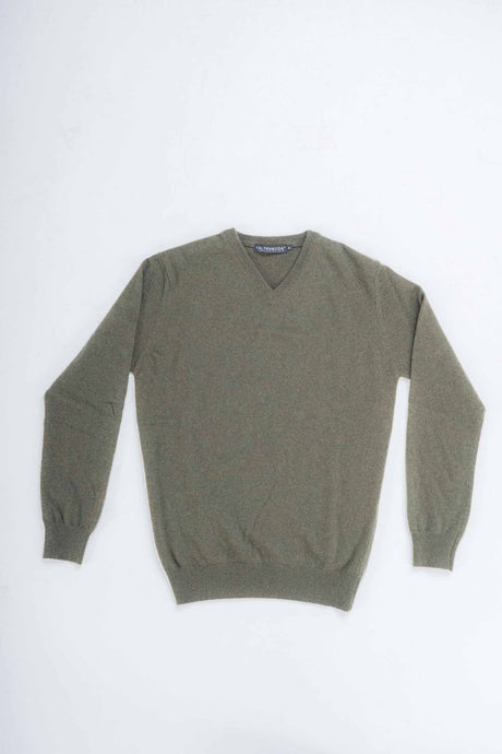 Maglione collo a V da uomo in Cashmere riciclato