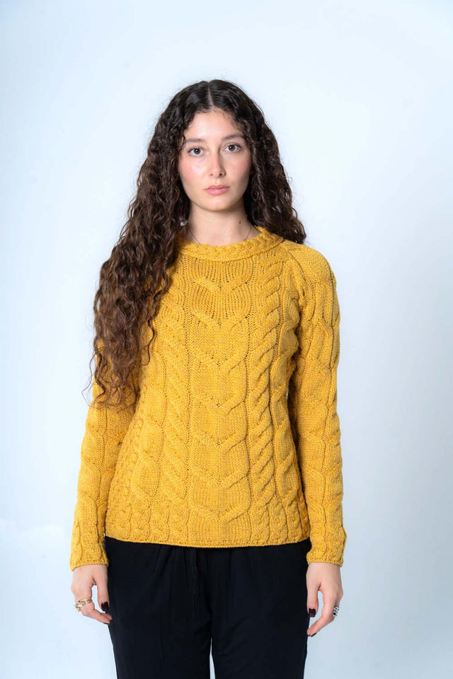 Maglione raglan a coste da donna in lana merinos supersoft