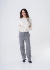 Pantaloni con elastico grigio da donna in lana responsabile