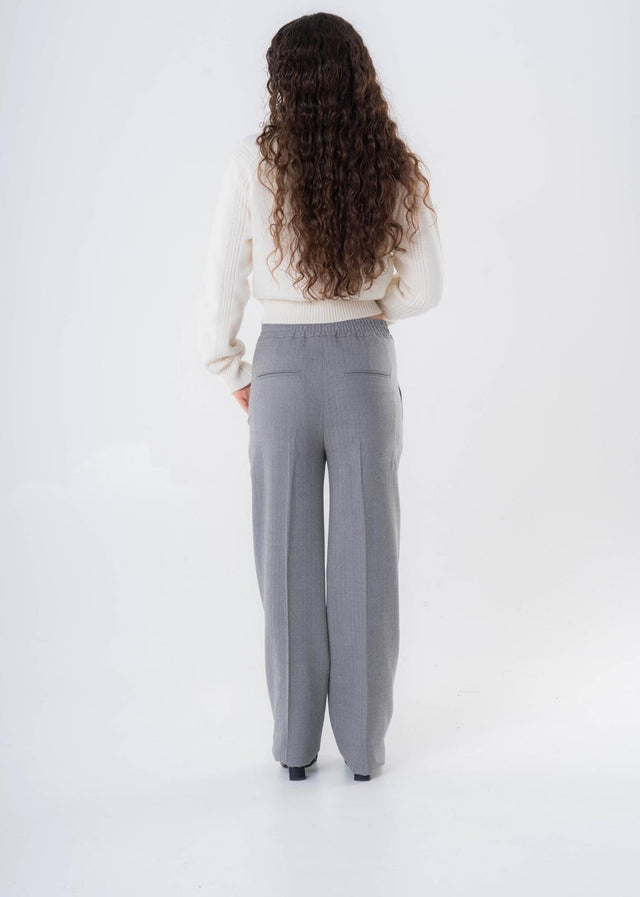 Pantaloni con elastico grigio da donna in lana responsabile