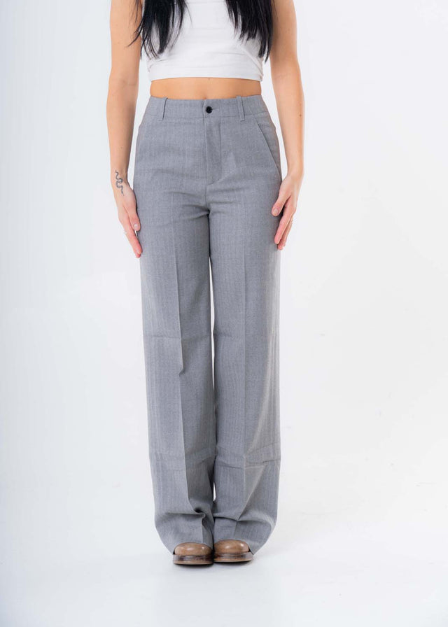 Pantalone dritto grigio da donna in lana responsabile