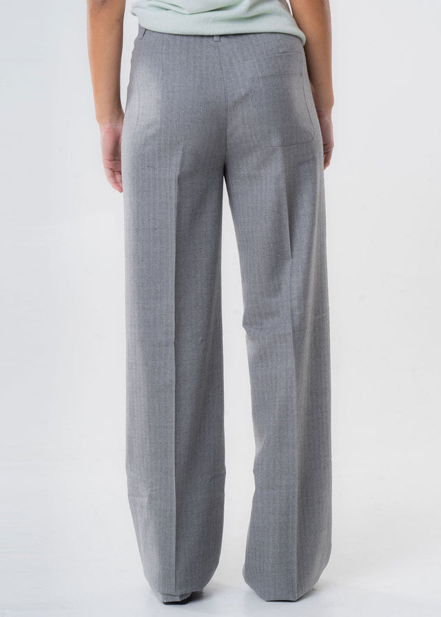 Women's Grey Straight Trousers in Responsible Wool