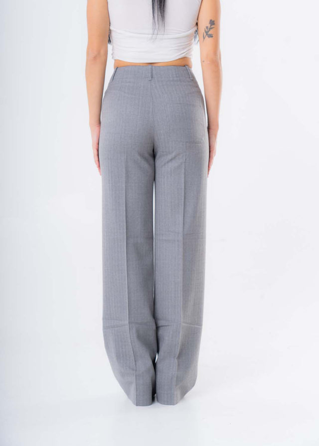 Pantalone dritto grigio da donna in lana responsabile