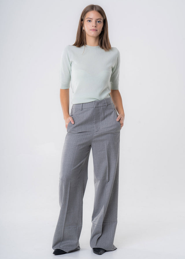 Women's Grey Wide Leg Pants in Responsible Wool