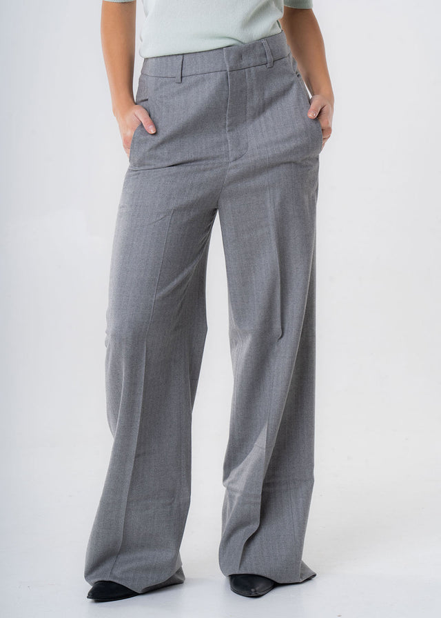 Women's Grey Wide Leg Pants in Responsible Wool