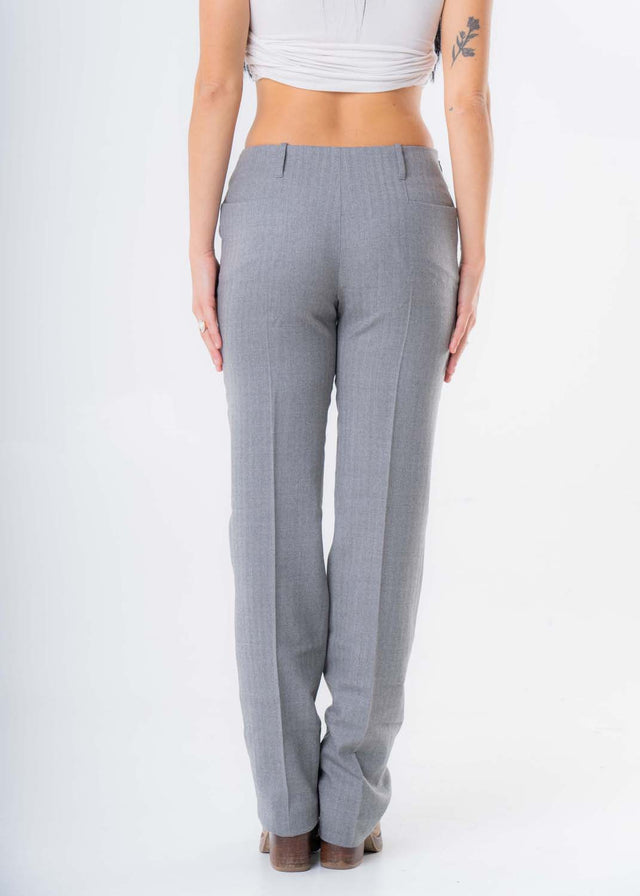 Pantaloni slim grigio da donna in lana responsabile