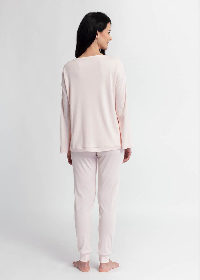 Women's Soft&amp;Warm V-neck Pyjamas in Tencel and Cotton 