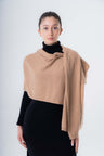 Responsible wool and cashmere sleeve shrug scarf