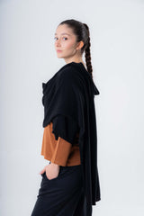 Responsible wool and cashmere sleeve shrug scarf