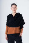 Responsible wool and cashmere sleeve shrug scarf