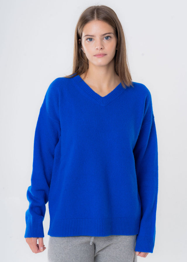 Women's V-Neck Sweater in Wool and Cashmere