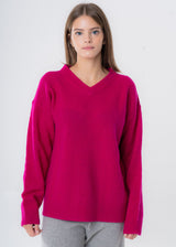 Women's V-Neck Sweater in Wool and Cashmere