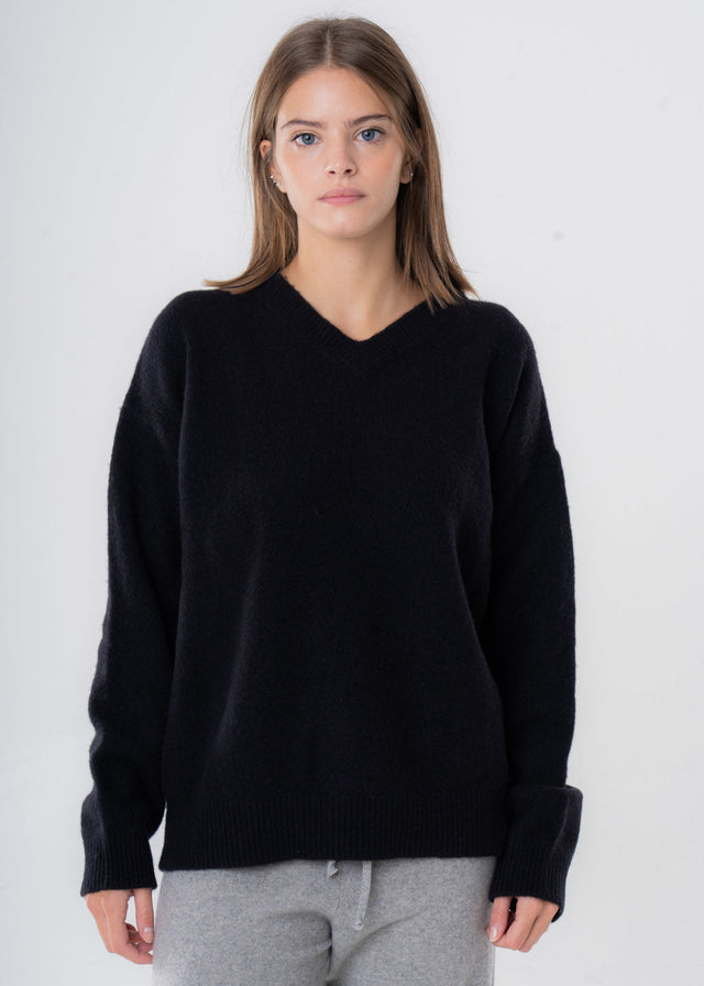 Women's V-Neck Sweater in Wool and Cashmere