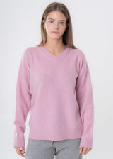 Maglione collo a V da donna in lana e cashmere