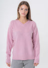 Maglione collo a V da donna in lana e cashmere