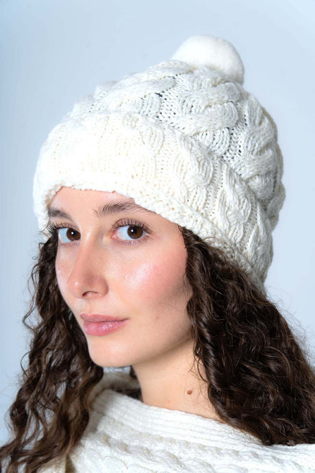 Supersoft merino wool hat with pom pom