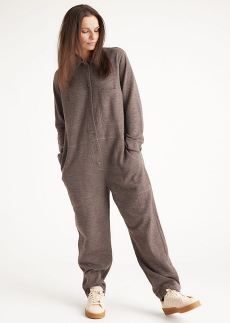 Jumpsuit in pure wool on the outside and cotton on the skin