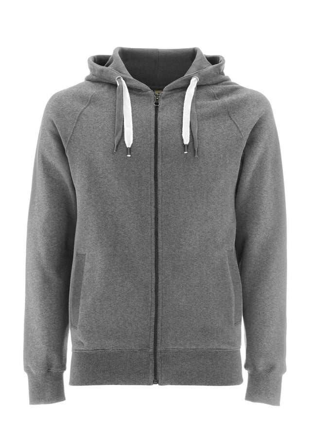 Unisex organic cotton zip-up raglan sleeve hoodie