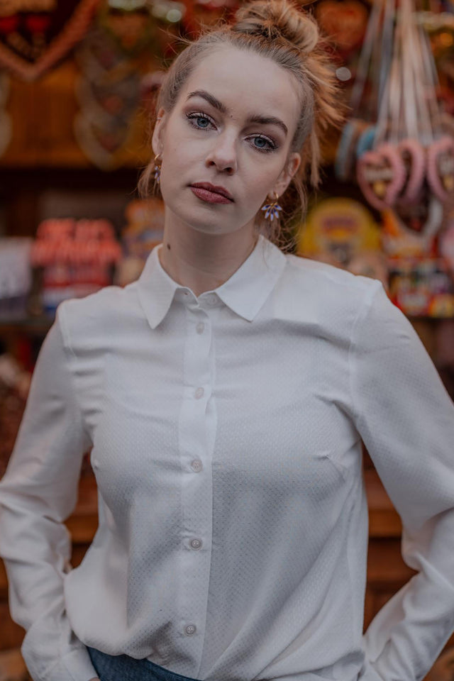 Camicia Diamond Bianca in viscosa sostenibile Livaeco