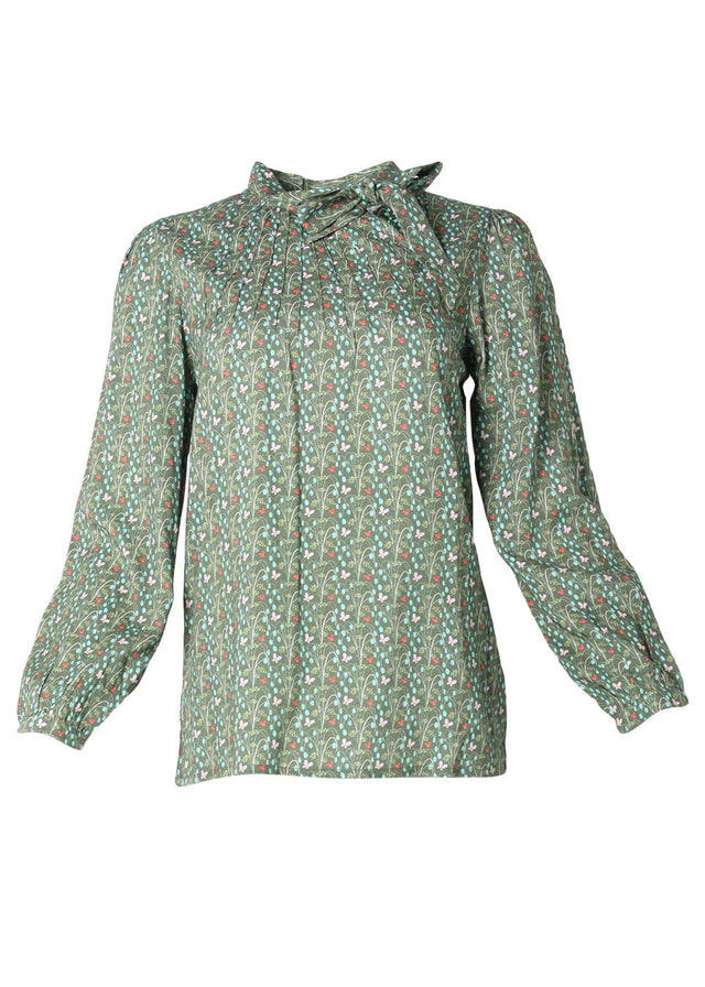 Camicia con fiocco verde Snowdrop in viscosa sostenibile Livaeco