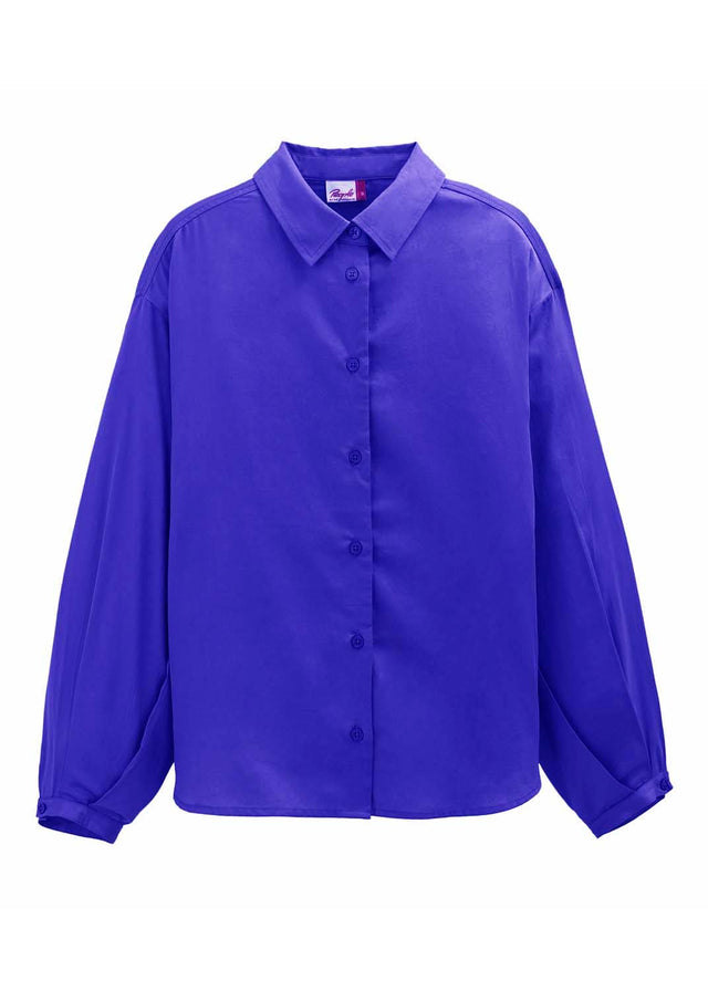 Women's Royal Blue Cotton Satin Shirt