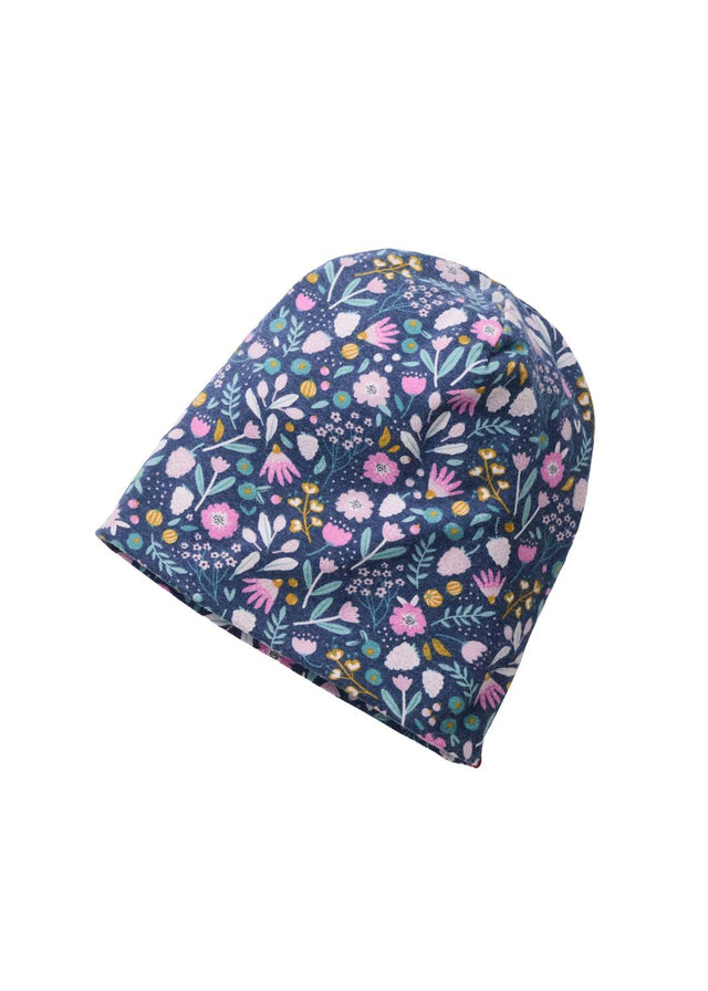 Cappello da bambina a fiorellini in cotone organico