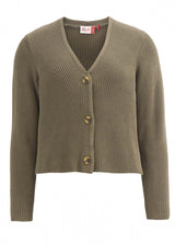 Cardigan lavorato a maglia da donna in cotone organico khaki