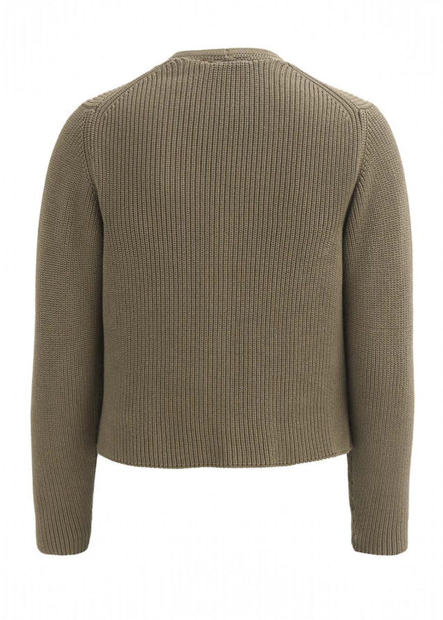 Cardigan lavorato a maglia da donna in cotone organico khaki