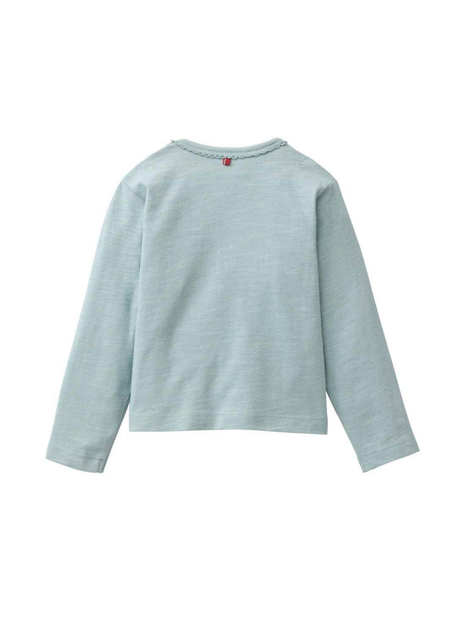 Maglia baby a maniche lunghe salvia con unicorno in cotone organico