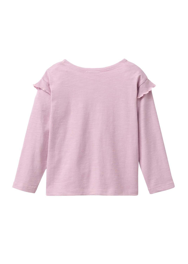 Maglia a maniche lunghe malva da bambina in cotone organico