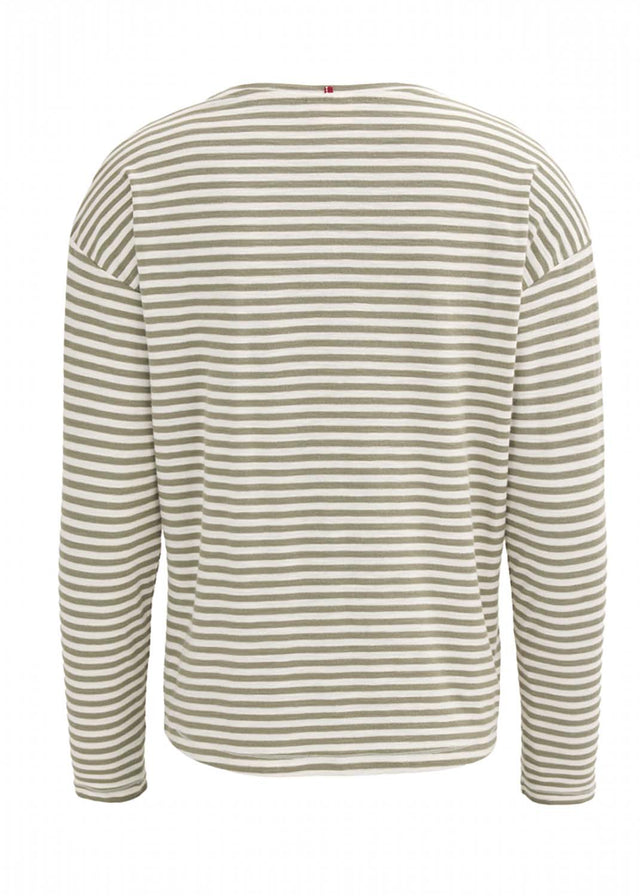 Women's Khaki Striped Organic Cotton Long Sleeve Top