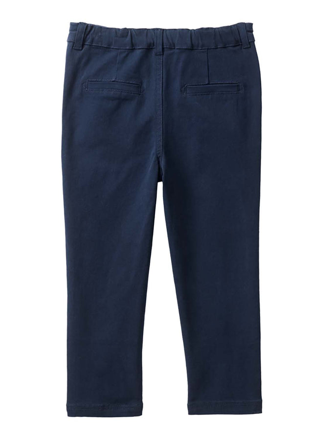 Pantaloni chino blu da bambino in cotone organico