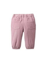 Pantaloni malva di velluto da bambina in cotone organico