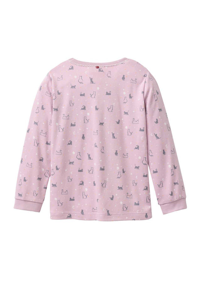 Mauve organic cotton cat design pajamas