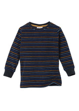 Dark blue striped organic cotton terry pyjamas