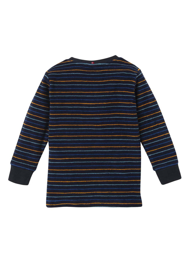 Dark blue striped organic cotton terry pyjamas