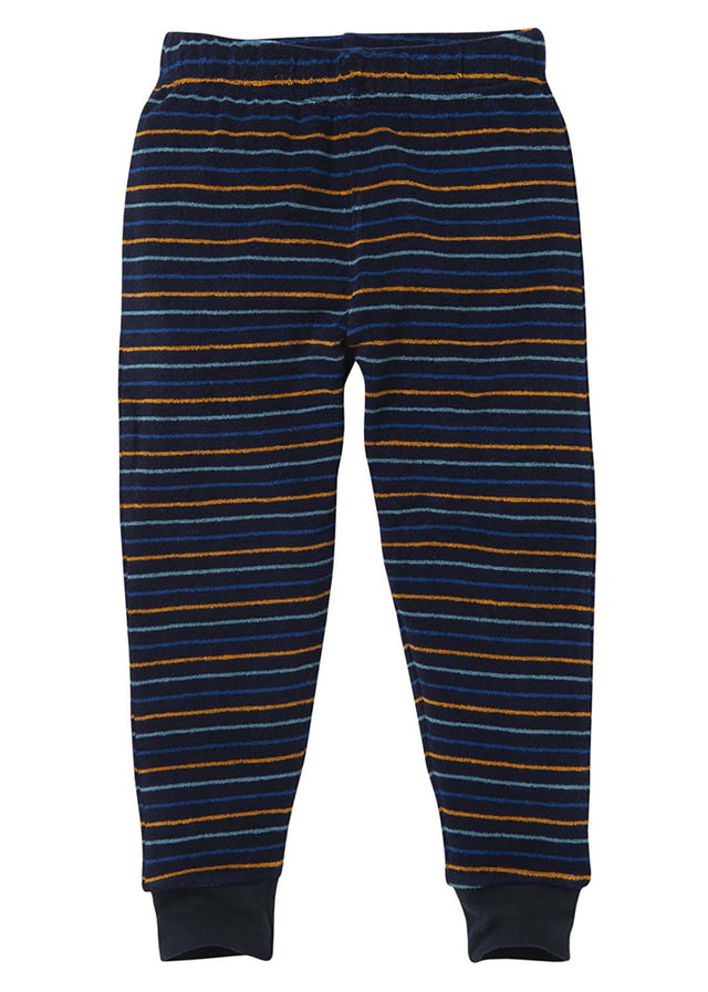 Dark blue striped organic cotton terry pyjamas