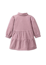 Vestito bambina malva in velluto di cotone organico