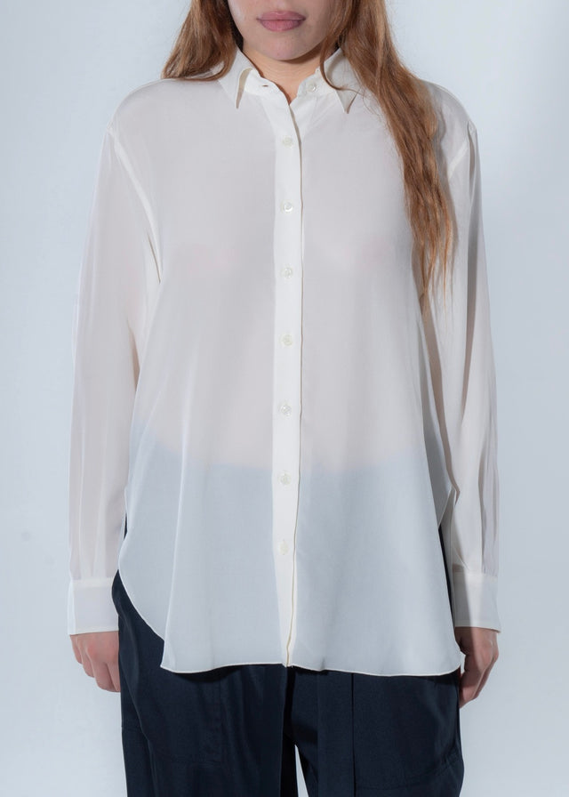 Camicia da donna in pura seta crepe de chine sostenibile