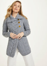 Cardigan da donna in lana merinos supersoft con bottoni lungo