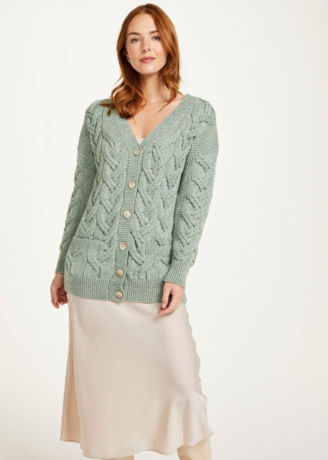 Cardigan da donna in lana merinos supersoft con scollo a V